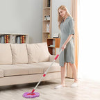 Spin Mop Replacement Handle, 47.6-inch 360 Degrees Rotating Telescopic Replacement Mop Stick with a Robust Stainless Steel Disc for Spin Mop Bucket Cleaning System (Stainless Steel Disc,Red)