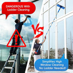 Window Squeegee Cleaning Tool, 2 in 1 Telescopic Window Cleaner Rotatable Window Washing Equipment for High Window, Interior Roof, Car Glass, Home