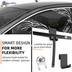 9 Inch Shower Squeegee with Hook - Heavy Duty Glass Door Scraper for Streak-Free Cleaning, Tile Walls, Shower Glass & Car Windows - Rustproof Rubber Blade & Secure Storage (Black)