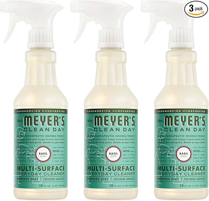 MRS. MEYER'S CLEAN DAY Multi-Surface Everyday Cleaner, Basil Scent, 16 Fl Oz Bottle - 3 Pack