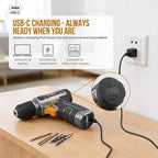 Hi-Spec 8V Cordless Drill Set & Home Tool Kit – USB Rechargeable Electric Power Drill Driver, Compact Tool Set with Essential Accessories, Gray, Perfect for DIY Repair, Maintenance, and Projects