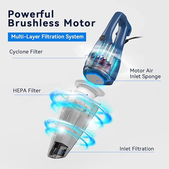 Corded Vacuum Cleaner, 12-in-1 Vacuum Cleaners for Home 15Kpa Power Suction Lightweight Stick Vacuum with Washable HEPA Filter Converts to a Handheld Vacuum for Home, Pet Hair, Carpet, Hard Floors