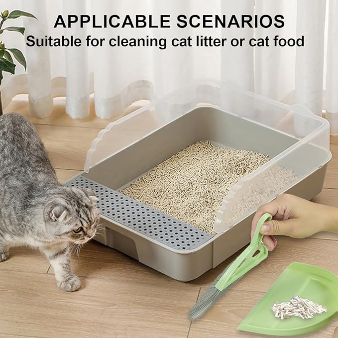 Small Dustpan and Brush Set, Mini Dust Pan and Brush, Hand Broom and Dustpan Set, for Cat Litter, Kitchen, Tables, Countertops, Cars, etc.(2PCS)