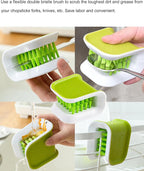 Blade Cleaner Kitchen Washing Brush Chopsticks Cutlery Cleaning Brush Double-Sided Scrubber Multifunctional Knife Sponge 1 PC with Silicone Funnel