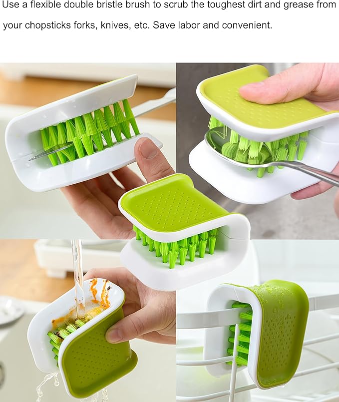 Blade Knife Cleaner Kitchen Washing Brush Chopsticks Cutlery Cleaning Brush Double-Sided Scrubber Multifunctional Knife Sponge