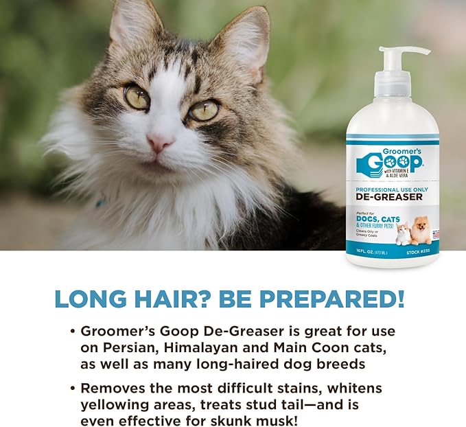 Groomer's Goop Pre-Bath Treatment De-Greaser for Dogs & Cats - 16 oz Bottle