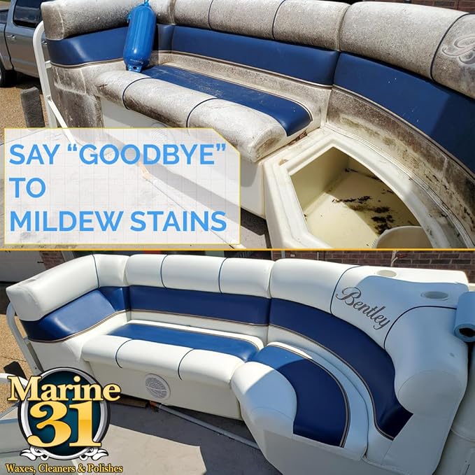 Marine 31 Mildew Stain Remover & Cleaner | Multi-Surface Cleaner for Boats, Marine, Bathroom & Patio | Removes Mildew & Stains | Powerful Formula | M31-370-20OZ | 20oz