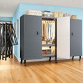 Foldable Portable Armoire Wardrobe Closet for Hanging Clothes Rack, Heavy Duty Covered Clothes Rack with Cover(HARDBOARD Magnetic), Closet Garment Rack for Bedroom Storage (KT Grey, 74.8in)
