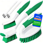 Holikme Cleaning Brush Set for Household Use, Scrub Brush, Kitchen Brush, Tile Lines Brush for Bathroom, Floor, Tub, Shower and Kitchen Surface (Green)