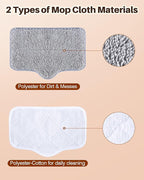 ScrubWiz Steam Mop Pads with Washable and Reusable, 6 Pack Replacement, 2 Material Types Accessories Compatible With Steamer Mop for Cleaning Floors and Carpets, White and Gray