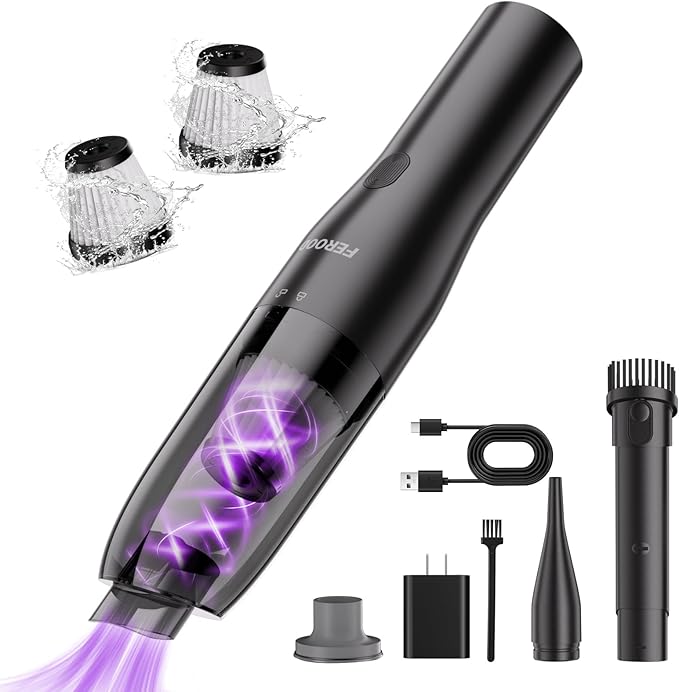 Mini Vacuum Cleaner, 0.86 Lb Ultra-Lightweight Vacuum for Car Portable, Handheld Vacuum Cordless Rechargeable Cleaner with Low Noise Blower, Washable HEPA Filter, Seen on TV - USB Car Charging