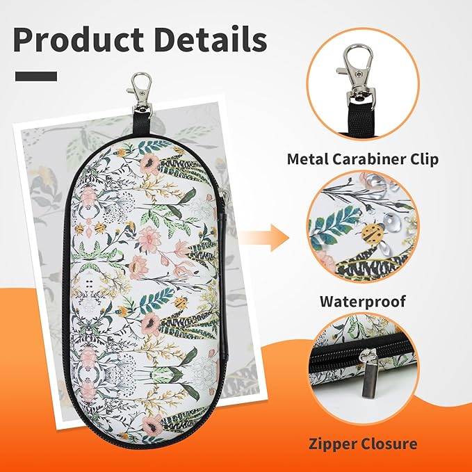 Double Eyeglasses Case, Hard Shell Dual Sunglasses Organizer with Zipper Clip Travel Glasses Storage for Women Men