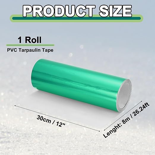 PATIKIL Awning Repair Tape 8m x 30cm Waterproof Canvas Tape High Adhesive Tear Repair Patch Kit for PVC Tarpaulin Tent Awning Fabric RV Sail Boat Cover, Green (11.81" x26.24ft)