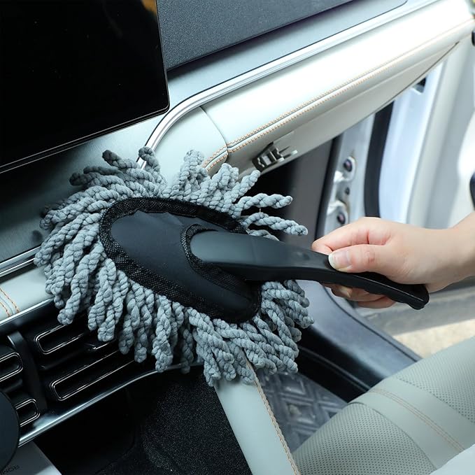 Tanlade 4 Pack Microfiber Car Duster Exterior Scratch Free with Extendable Handle Auto Duster Exterior Dust Cleaning Tools for Car Brush for Cars Truck Bike RV Boats Motorcycle (Gray)