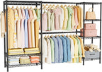Golpart Coat Rack Clothes Wardrobe：Closet Organizer and Storage Clothing Garment Rack with Shelves Heavy Duty for Hanging Clothes Portable Adjustable Black 15.8" Dx(70-88.5)" Wx76.5 H