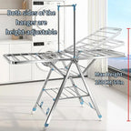 Heavy Duty Clothes Drying Rack Foldable with Brake Wheels,75''Extra-Thick Metal Frame, No Assembly Required, Adjustable Height for Indoor Outdoor Use