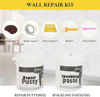 fowong Drywall Repair Kit, Spackle Wall Repair Putty & Paint White, Easy to Fix Wall Holes and Creak Damage with Putty (8oz) and Spackling Paste(7oz)