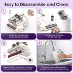 Mattress Vacuum Cleaner Cordless 16Kpa Bed Handheld Vacuum, Vacuum Cleaner with 253.7nm UV-C Light,HEPA Filter & Ultrasonic, Portable Vacuums for Bed Sofa Couch Crib Gifts for women men her white