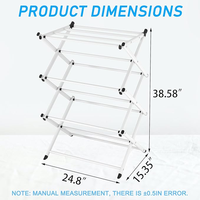 Household Indoor Folding Clothes Drying Rack, Dry Laundry and Hang Clothes,Towel Rack for Storage (White)