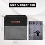 13x13 Cube Storage Bins, Collapsible Fabric Storage Box, 4 Pack Closet Baskets with Handles for Organizing, Shelf, Toys, Clothes, Home, Office, Nursery (Grey&Black)