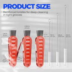 6 Pack Holikme 4 in 1 Cup Lid Cleaning Brush Set with 3 Straws, Multifunctional Bottle Brush, Silicone Cup Lid Gap Cleaner, Durable Bristle Crevice Cleaning Brush, Red