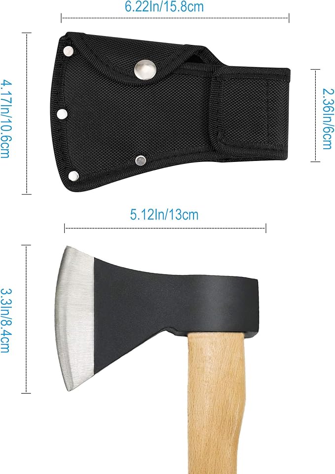 Hatchet Head Sheath Holster, Black Oxford Sheath for 1-1/4Lb Axe, Double Snap Hatchet Protector Cover with Belt Loop, Outdoor Camping Hiking Accessories