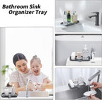 Silicone Bathroom Soap Dishes with Drain Spout-Bathroom and Kitchen Sink Organizer,Sponge Holder,Dish Soap Tray,Perfect for Dispenser,Scrubber,Bottle,Cup on Sink or Counter-Grey 9.6"×5.3"