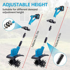 Cordless Tiller Cultivator, Battery Powered Electric Tiller with 360RPM, 48 Steel Tines, 9" Tilling Width, 6.6" Depth, Portable Rotary Tiller for Gardening(2x4.0 Ah Battery & Charge & LCD Display)
