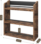Spice Rack Wall Mounted, Wood 3 Tier Spice Rack for Countertop, Vertical Spice Organizer for Spice Jars and Seasonings, Hanging Spice Shelf for Kitchen Cabinet, or Pantry, Rustic Brown