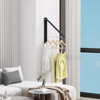 Clothes Drying Rack for Laundry Drying Rack Wall Mounted Clothes Hanger Rack Retractable Laundry Hanger Dryer Rack Space Saving Closet Organizer Aluminium (Black)