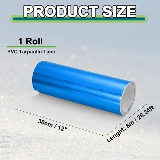 PATIKIL Awning Repair Tape 8m x 30cm Waterproof Canvas Tape High Adhesive Tear Repair Patch Kit for PVC Tarpaulin Tent Awning Fabric RV Sail Boat Cover, Blue (11.81" x26.24ft)