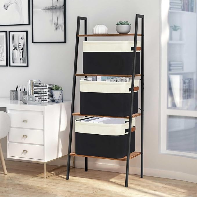 GhvyenntteS Large Fabric Storage Bins for Shelves with Metal Frame Opening & Hard Bottom Board, Collapsible Storage Baskets for Shelves 3 Pack, 15x11 Inch Baskets for Organizing Clothes Toys (Black)