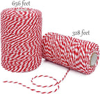Cotton Twine Red and White Baker String 2mm Thick 328 Feet Christmas Twine for Gift Wrapping DIY Crafts Home Decoration Gardening