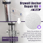 30 Pcs Drywall Anchor Repair Kit Solve Loose Wall Plugs Fast - Ideal for Curtain Rails, Towel Racks, Toilet Paper Holders and More Anchor Hole Patch (3.35 in)