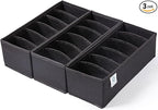 Qozary 3 Pack Sock Underwear Drawer Organizer Dividers, Collapsible Cabinet Closet Storage Boxes for Clothes, Socks, Lingerie, Underwear, Tie, Belt, Baby, Bedroom