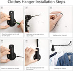 Mkono Wall Mounted Drying Rack Laundry Clothes Hanger with Swing Arm Space Saving Metal Hanging Valet Rod for Laundry Closet Organizer Bathroom Bedroom, 2 Pack, Black