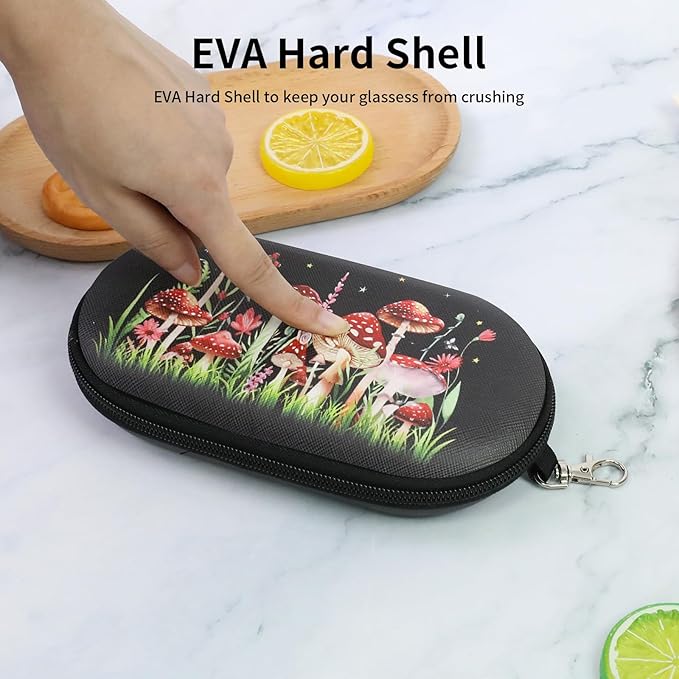 Double Eyeglasses Case, Hard Shell Dual Sunglasses Organizer with Zipper Clip Travel Glasses Storage for Women Men