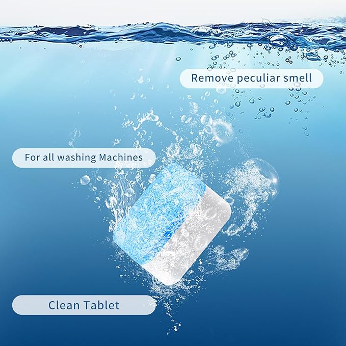 Washing Machine Cleaner Descaler 26 Pack-Deep Cleaning Tablets for HE Front Loader & Top Load Washer, Septic Safe，Deodorization and descaling-1 Plus Year Supply