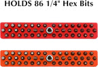 EMENTOL 2PCS 1/4" Magnetic Bits Holder Set - Red and Orange, 86PCS Hole, Bit Organizer with Strong Magnetic, Magnetic Bits Organizer, 2 Pieces