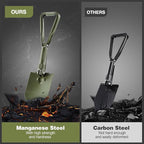 REDCAMP 23" Military Folding Camping Shovel w/Cover,Portable Shovel with High Manganese Steel, Tactical Entrenching Tool Tri-fold Handle Shovel for Camping Hiking Sand Mud Snow Beach, Green 2.5Lbs