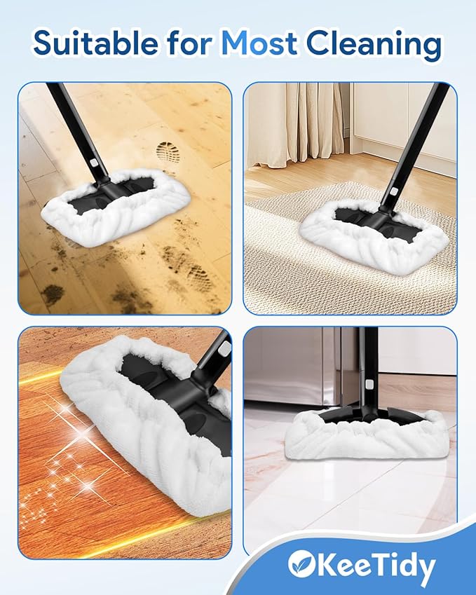 6 Pack Steam Mop Pads Compatible with Dupray Neat Steam Cleaner Accessories, Reusable Microfiber Pads Washable Steam Cleaner Accessories Large Bonnets Rectangle for Multi-Surface