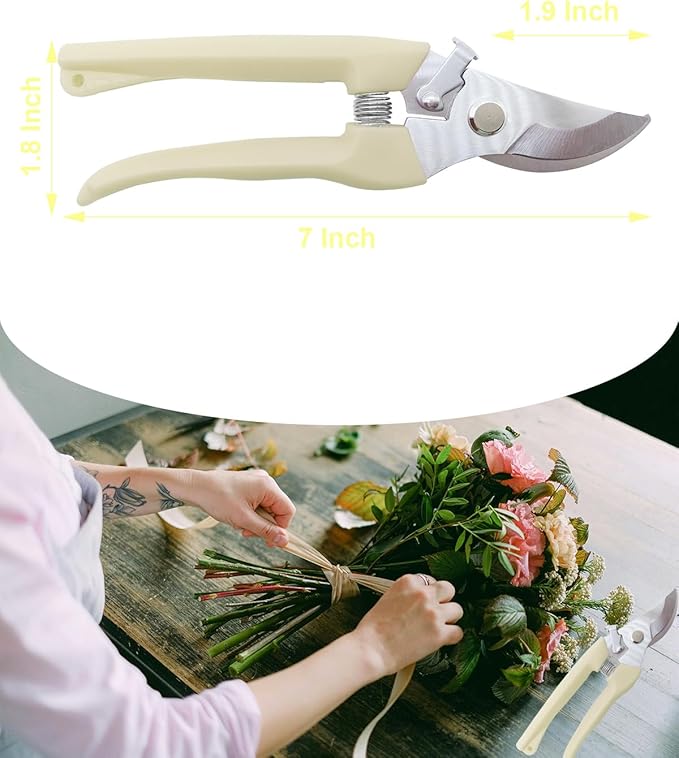 Pruning Shears for Gardening, 4 Pack Garden Scissors for Cutting Fresh Flowers, Floral Clippers for Plants, Fruits (Yellow)