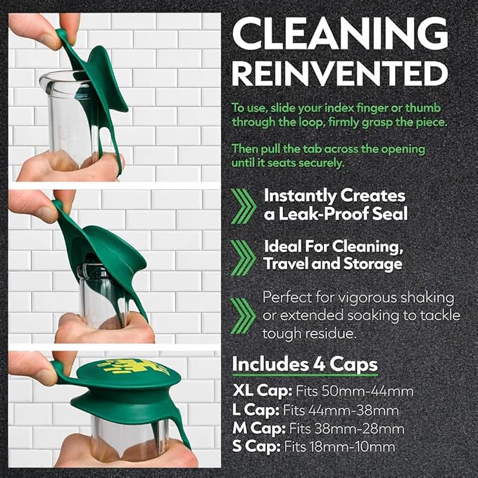 Hygenix StemClenz Reusable Cleaning System Bundle with Hytek Caps | Shake-to-Clean for Small Glass, Tubes & Accessories (Green)