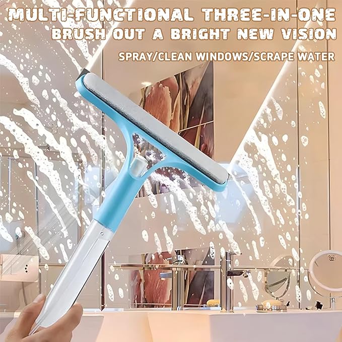 3 in 1 Window Cleaning Scraper,3 in 1 Spray Squeegee,2025 New with Brush and Built-in Spray BottleAll-Purpose,All-Purpose Window Cleaner Tool (Yellow)