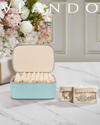 Vlando Jewelry Travel Case,Travel Jewelry Organizer with Clear Velvet Jewelry Bags 8Pcs Zipper Pouch for Women Girl GiftLake Blue