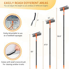 Window Cleaner Tool for Home, 59.5'' Squeegee Kit for Car Windshield, Shower Door, Mirror Cleaning, 2 in 1 Outdoor Glass Washer with Extension Pole