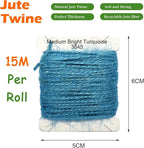 Jute Twine 15m Long Twine String for Crafts Gift Wrapping Packing Gardening Crochet Knitting Macrame Decor (Medium Bright Turquoise)