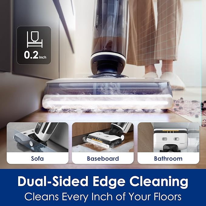 Tineco Floor ONE S7 Steam Cordless Wet Dry Vacuum Steam Mop All-in-One, Floor Washer for Sticky Mess Clean Up on Hard Floors with Digital Display, Self-Cleaning, Edge Cleaning, Safe for Kids & Pets
