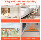 2-in-1 Air Broom, 180° Rotating 54 Inch Adjustable Silicone Rubber Broom Includes 2 Scraping Strips, Sweep and Silicone Tools with Long Handle for Cleaning Bathrooms,Glass,Tiles,Pet Hair