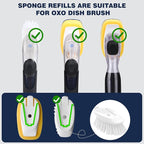 Sponge Brush Refills for OXO Dish Brush, 6 Pack Soap Dispensing Dish Refills, Scrub Replacement Head for Scrubber, Sponge Replacement Head Fits Soap Dispensing Handle
